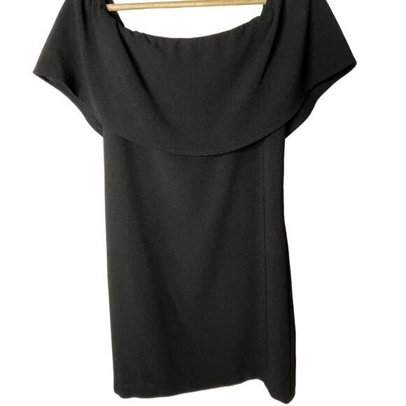 Charles Henry Off Shoulder Ruffle Crepe Dress Sz XS Mini Little Black Dress - Picture 6 of 11